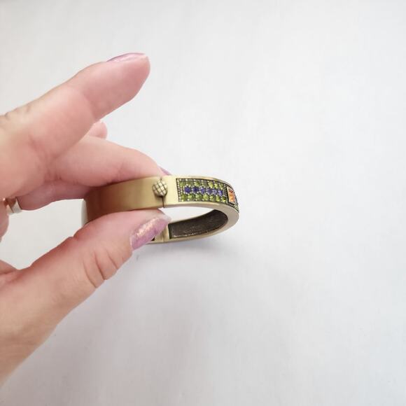 Heidi Daus Bangle Bracelet Hinge Old Gold Purple Cognac Crystal Age Of elegance - Picture 3 of 12